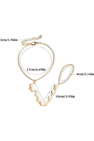 Pearl Finger Ring Chain Bracelets - KissProm