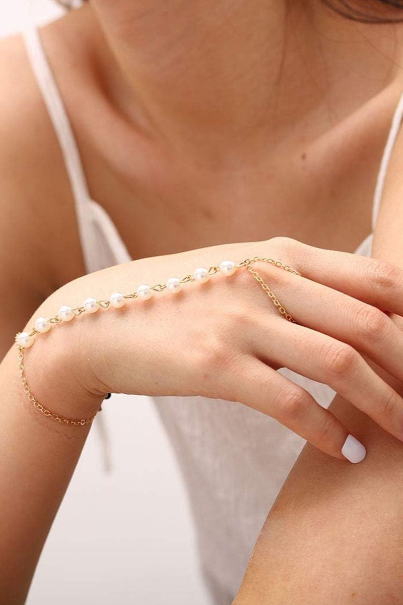 Pearl Finger Ring Chain Bracelets - KissProm