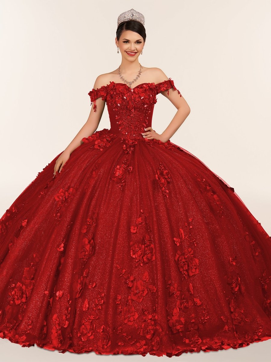 Ball Gown Organza Off The Shoulder Burgundy Quinceanera Dress Red / 2