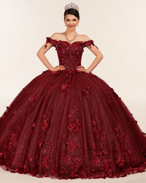 Illa | Ball Gown Organza Sweetheart  Burgundy Quinceanera Dress