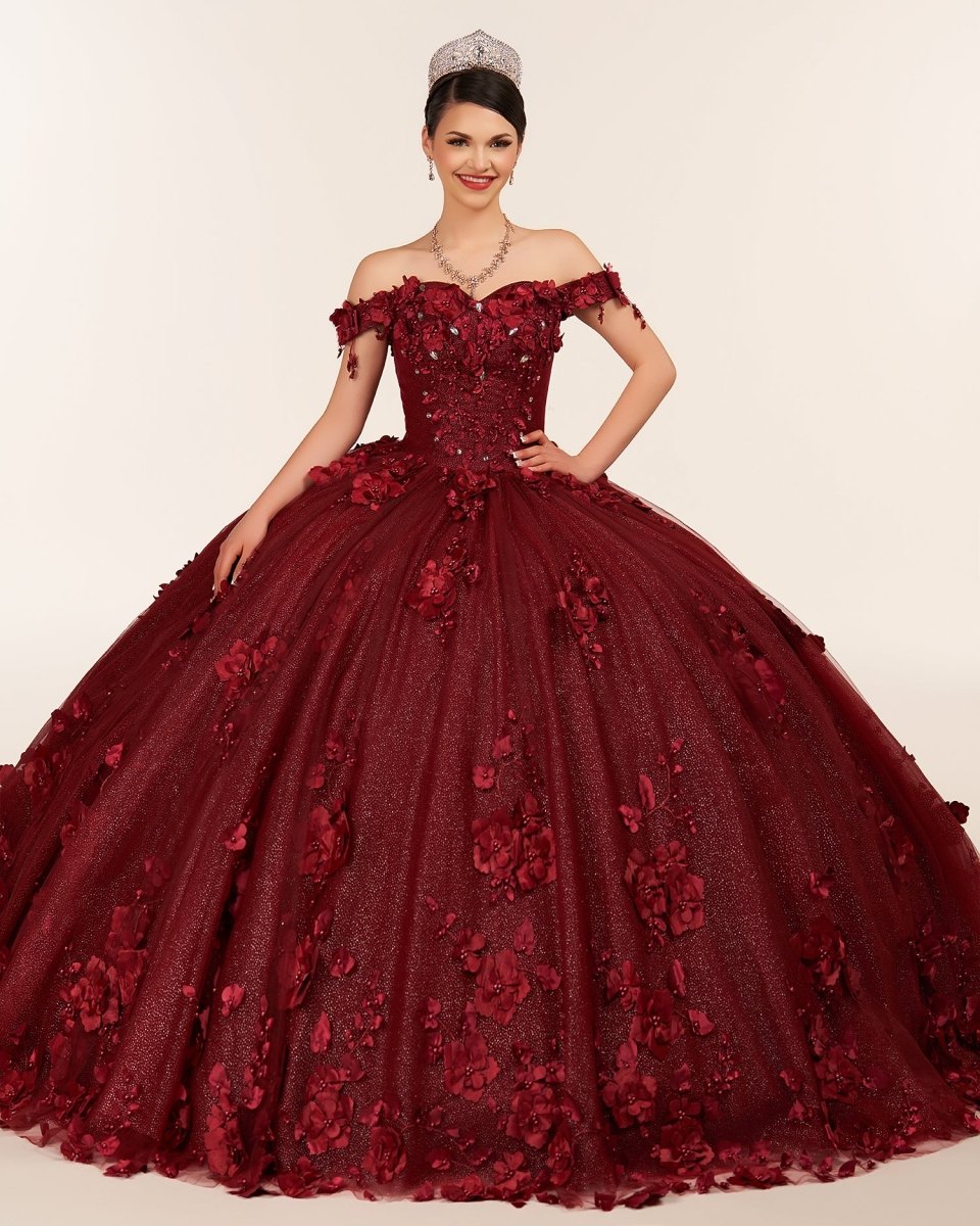 Ball Gown Organza Off The Shoulder Burgundy Quinceanera Dress, Burgundy / 8 Ball Gown Organza Off The Shoulder Burgundy Quinceanera Dress, Burgundy / 8