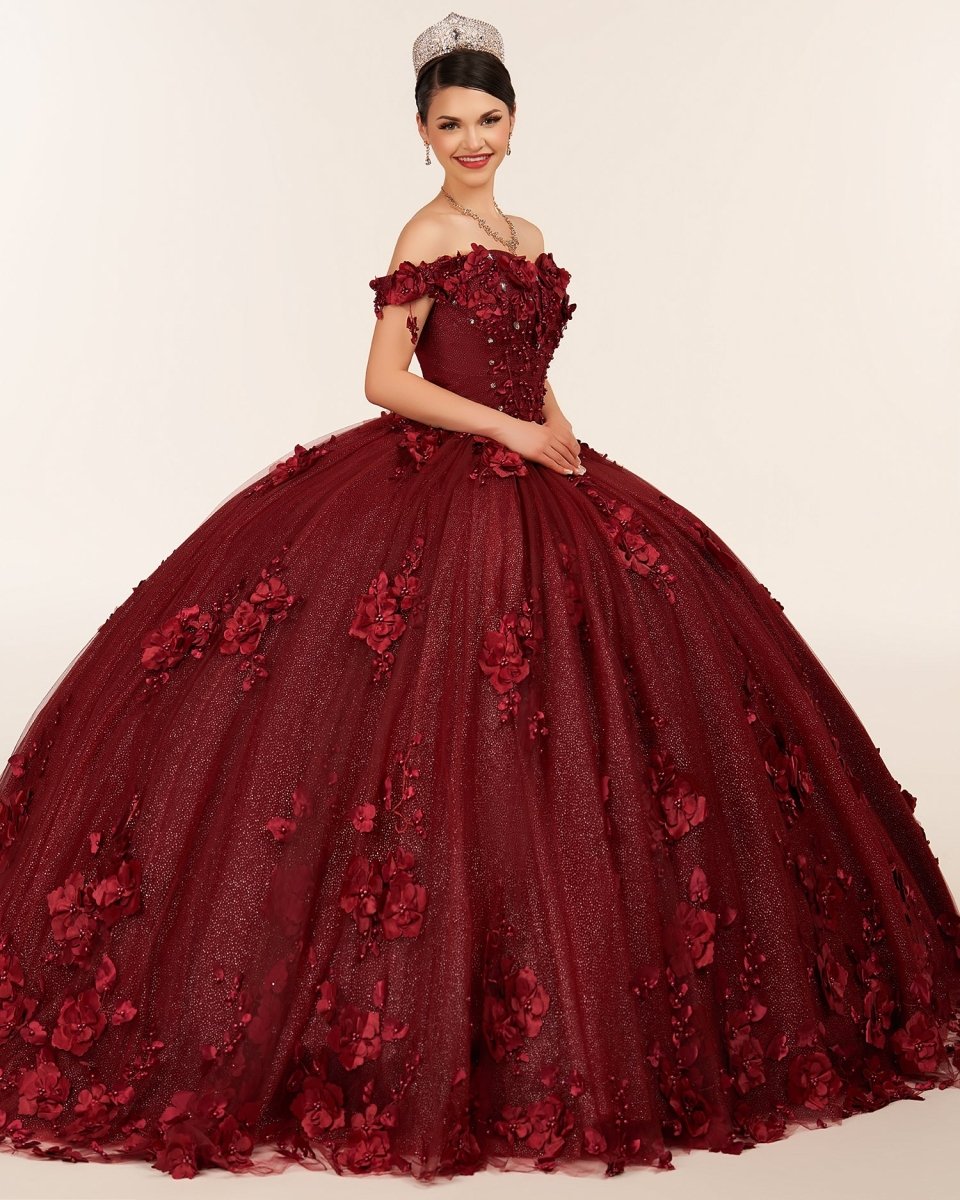 Illa | Ball Gown Organza Sweetheart  Burgundy Quinceanera Dress