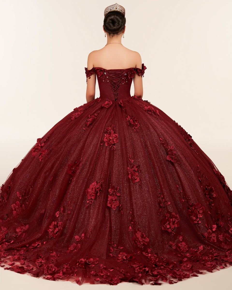 burgundy quince dress Burgundy Quinceanera Dresses with Rhinestones Beaded Sexy Puffy Tulle Ruffles Ball Gowns Sweet 16 Dress main image 1