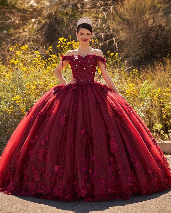 Illa | Ball Gown Organza Sweetheart  Burgundy Quinceanera Dress