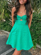 Hani | Green - A Line Chiffon Strapless Short Cocktail Dress with Keyhole