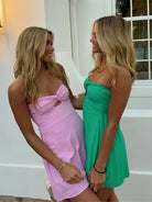 Hani | Pink - A Line Chiffon Strapless Short Cocktail Dress with Keyhole