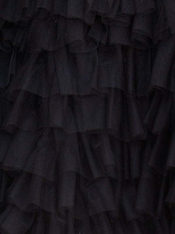 Havannah | Black - Strapless A Line Tiered Tulle Homecoming Dress With Bow