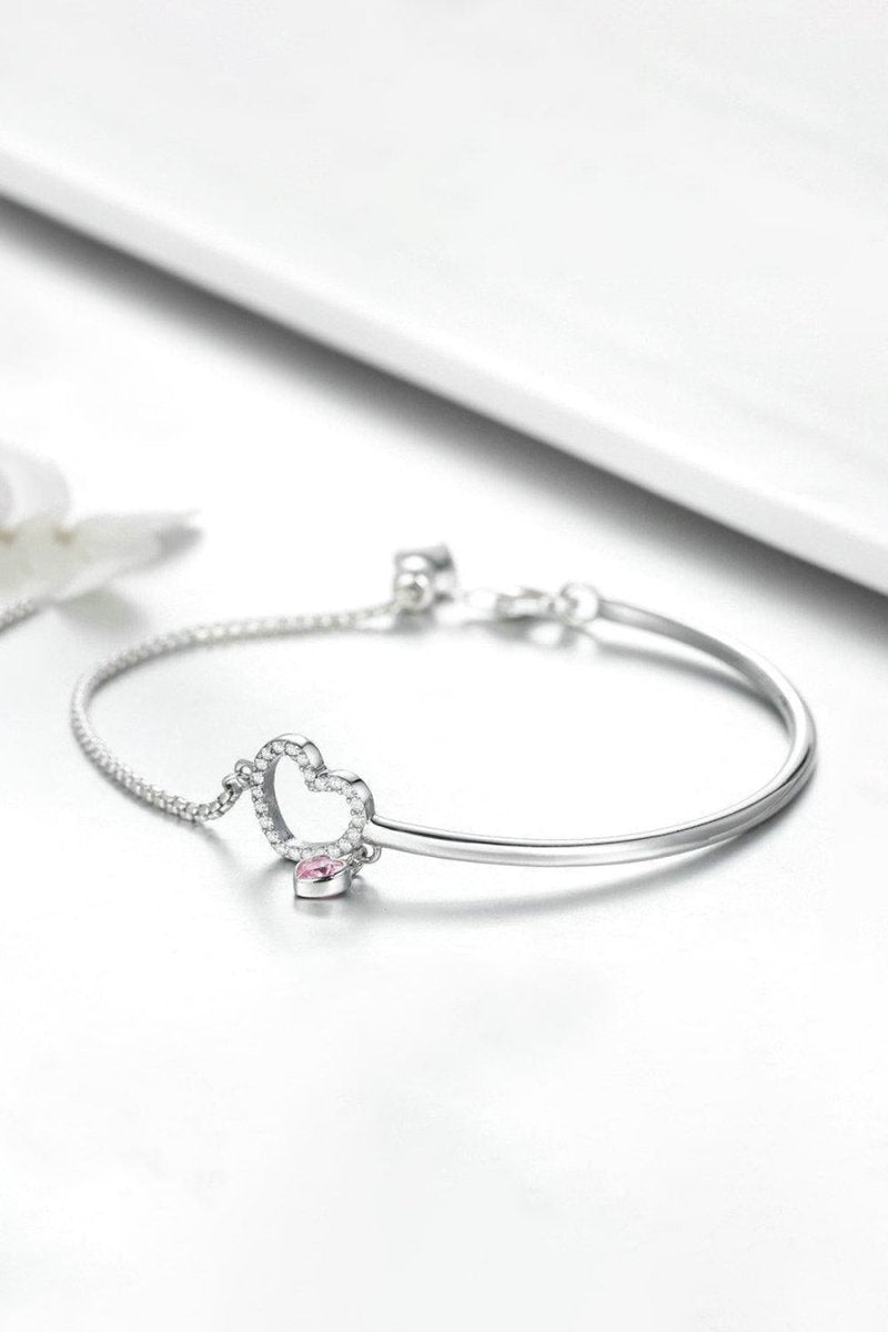 Heart Charm Bracelet in Sterling Silver - KissProm