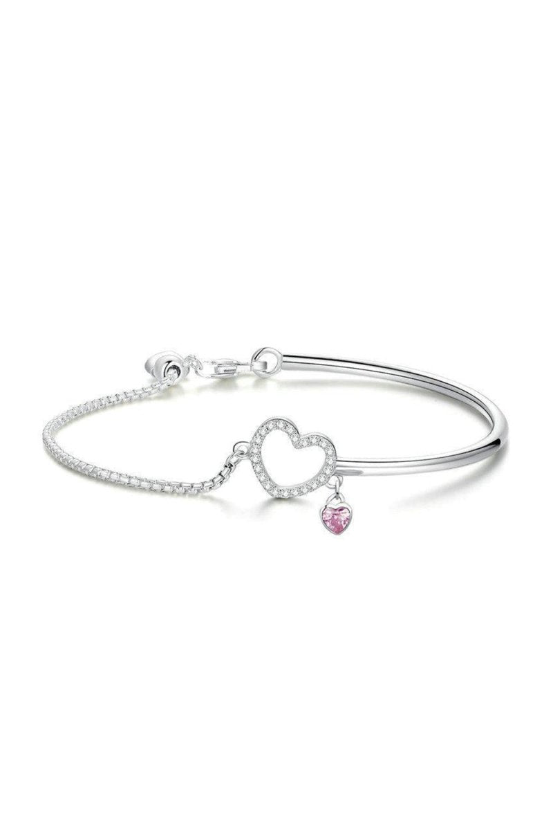 Heart Charm Bracelet in Sterling Silver - KissProm