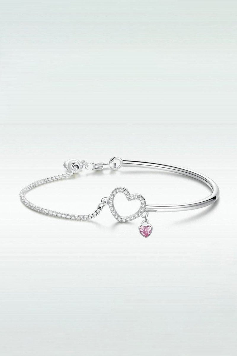 Heart Charm Bracelet in Sterling Silver - KissProm