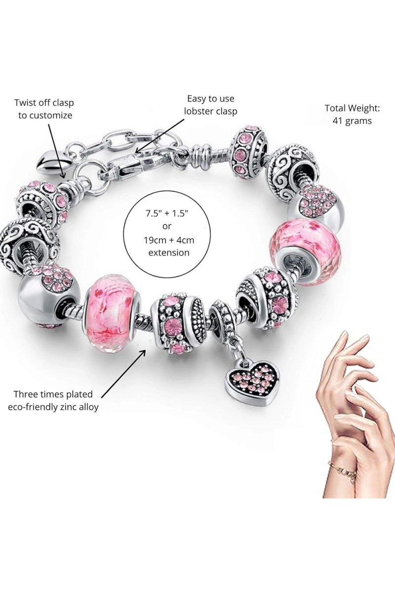 Silver Plated Charm Beaded Bracelets - KissProm