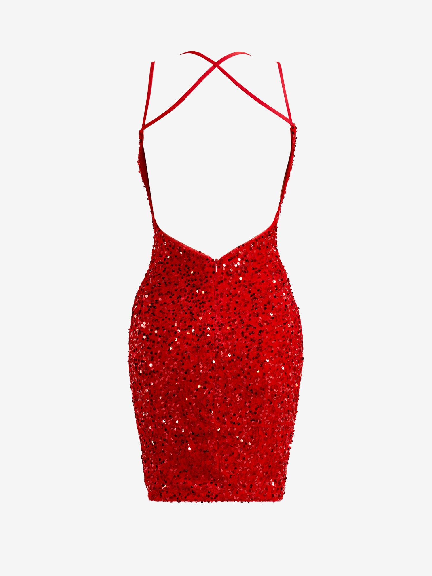 Heidi| Red Sheath Sequins Homecoming Dress with Slit