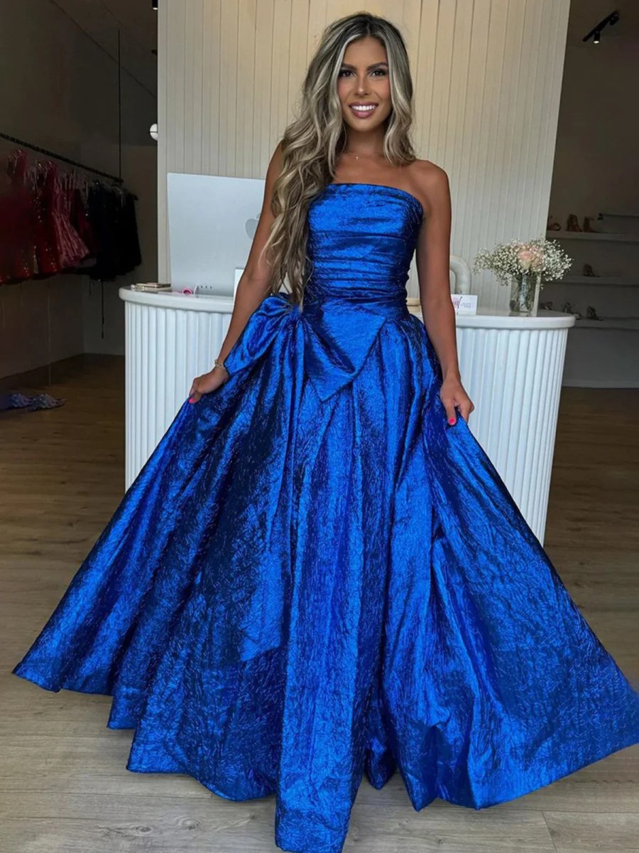 bow blue sequinned line dress Lace-Up Long Corset Prom Dress with Glitter Aqua / 11 main image 0