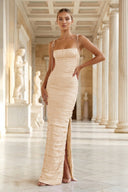 Mermaid Spaghetti Straps Floor Length Sleeveless Pink Prom Dress - KissProm