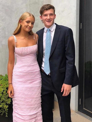 Henry | Mermaid Spaghetti Straps Floor Length Sleeveless Pink Prom Dress - KissProm