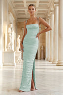Mermaid Spaghetti Straps Floor Length Sleeveless Pink Prom Dress - KissProm
