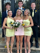 Hessa | Yellow - Sheath Sweetheart Satin Short Homecoming Dress with Slit