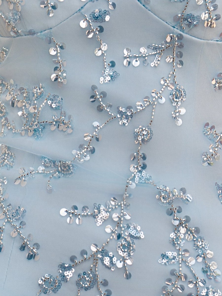 Hestia | Sky Blue - Bodycon V Neck Sequined Satin Short Homecoming Dresses