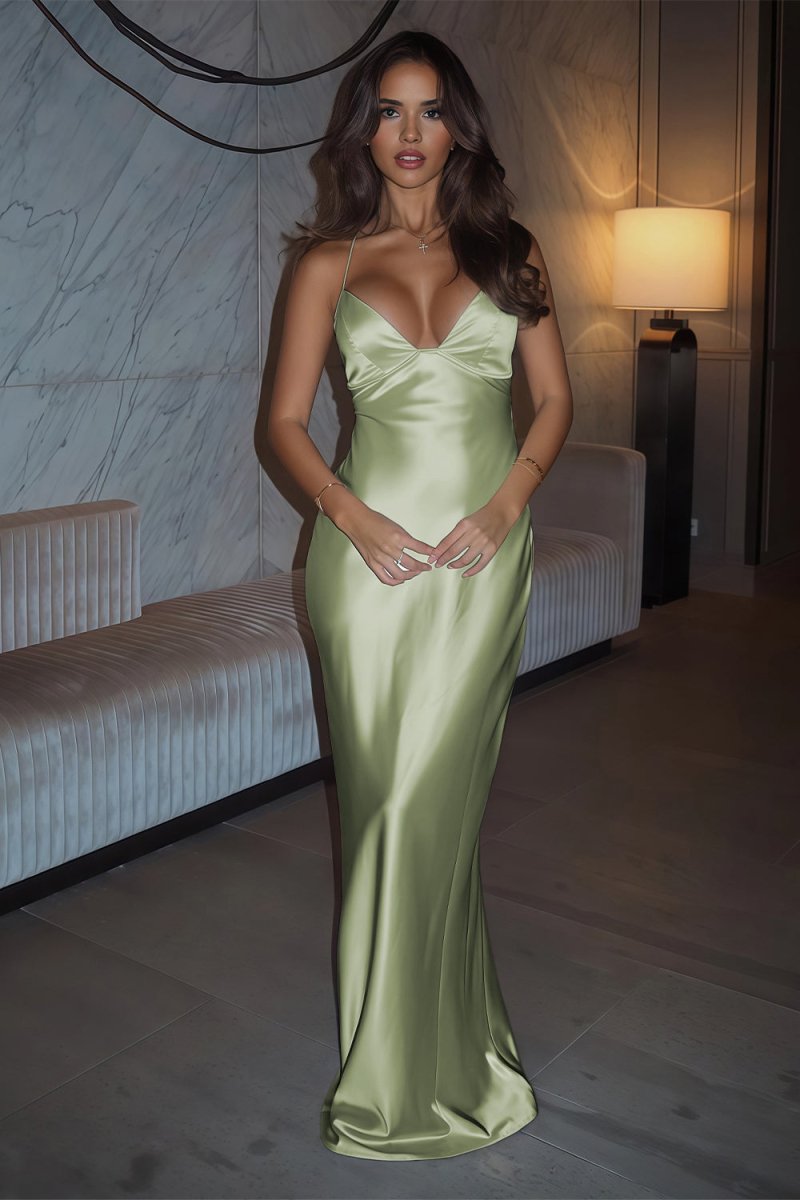 Ivory Sheath Satin Spaghetti Straps Long Prom Dresses Ivory Sheath Satin Spaghetti Straps Long Prom Dresses