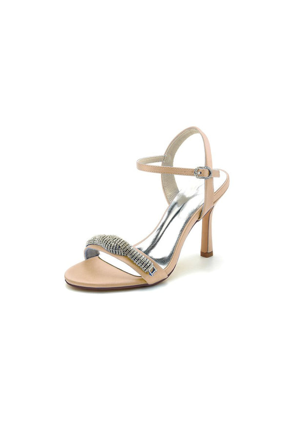 Ivory High Heels with Sparkling Crystal Embellishments - KissProm