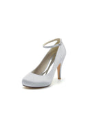 Burgundy High Heels with Transparent Heel - KissProm