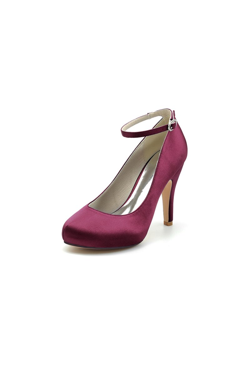 Burgundy High Heels with Transparent Heel - KissProm