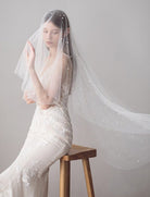 Hip Length Ivory Tulle Wedding Veils with Pearl Drop Veil - KissProm