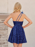 Holli | Royal Blue - One Shoulder A Line Sequins Homecoming Dresses With Feathers