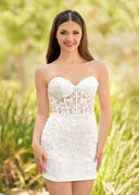 White Tight Short Homecoming & Cocktail Dresses with Appliques - KISSPROM