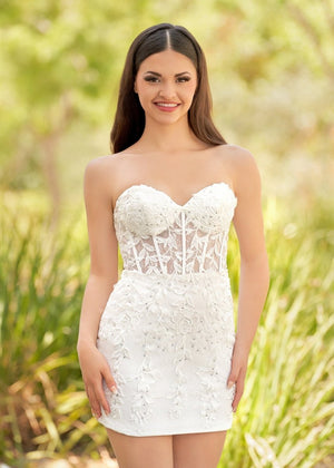 White Tight Short Homecoming & Cocktail Dresses with Appliques - KISSPROM