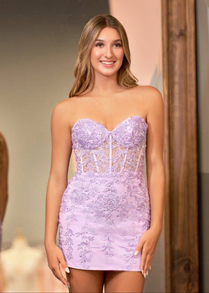 Lilac Tight Short Homecoming & Cocktail Dresses with Appliques - KISSPROM