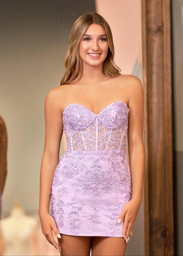 Lilac Tight Short Homecoming & Cocktail Dresses with Appliques - KISSPROM
