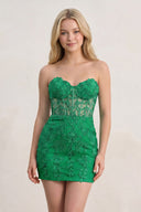 Green Home Try On  Tight Short Homecoming Dresses with Appliques - KISSPROM