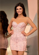 Blush Pink Tight Short Homecoming & Cocktail Dresses with Appliques - KISSPROM