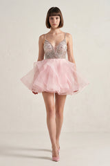 A Line V Neck Tulle Homecoming Dress - KissProm