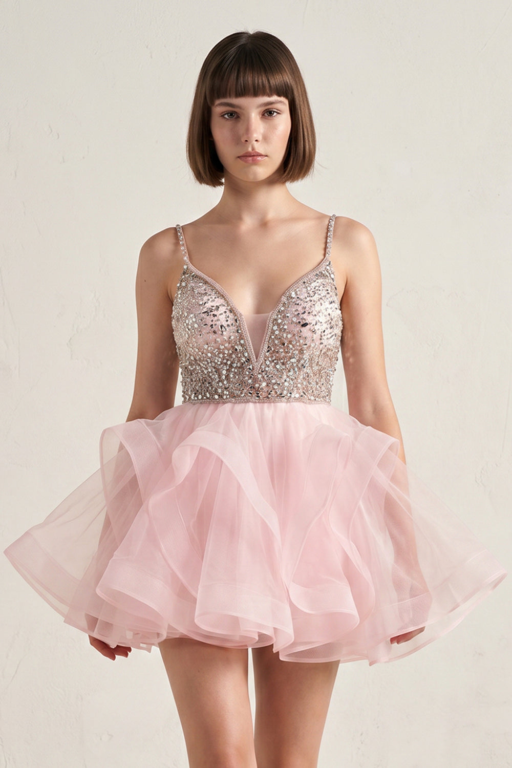 A Line V Neck Tulle Homecoming Dress - KissProm
