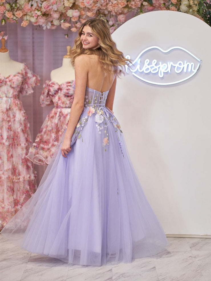 Cute Lavender Tulle A Line Homecoming Dress Strapless Mini Birthday Dress main image 0