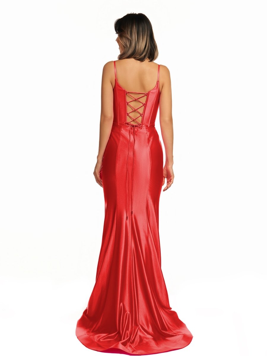 Nancy | Hot Pink Satin Simple Mermaid Prom Dress