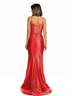 Nancy | Hot Pink Satin Simple Mermaid Prom Dress