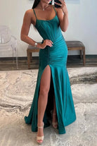 Addilynn| Mermaid Scoop Neck Satin Prom Dress with Slit