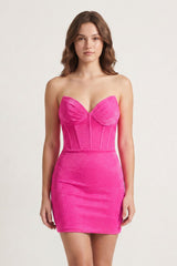 Hot Pink Sheath Beaded Corset Mini Party Dress | KISSPROM