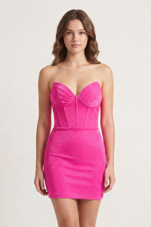 Hot Pink Sheath Beaded Corset Mini Party Dress | KISSPROM