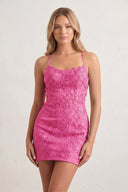 Sheath Spaghetti Straps Lace Short Homecoming Dresses