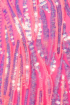 Hot Pink Sparkly Sheath Spaghetti Straps Mini Party Dresses with Tassel-KISSPROM