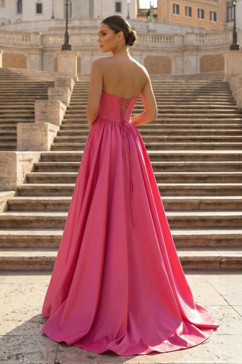 Hot Pink Sweetheart Lace-Up A-Line Long Formal Dress Hot Pink Sweetheart Lace-Up A-Line Long Formal Dress