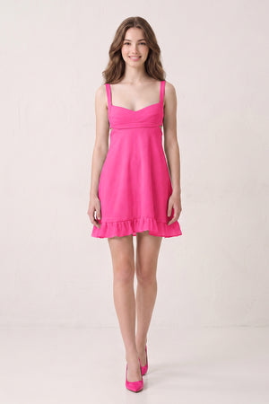 Hot Pink Sweetheart Chiffon Ruffled A-Line Cut-Out Homecoming Dress (3) | KISSPROM