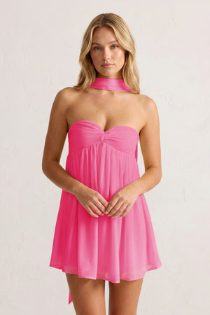 Hot Pink Sweetheart Ruched A-Line Chiffon Homecoming Dress | KISSPROM