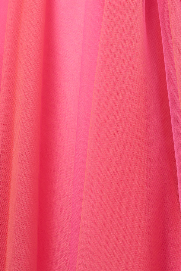 Hot Pink V Neck Straps Appliques Tulle Homecoming Dress (5) | KISSPROM