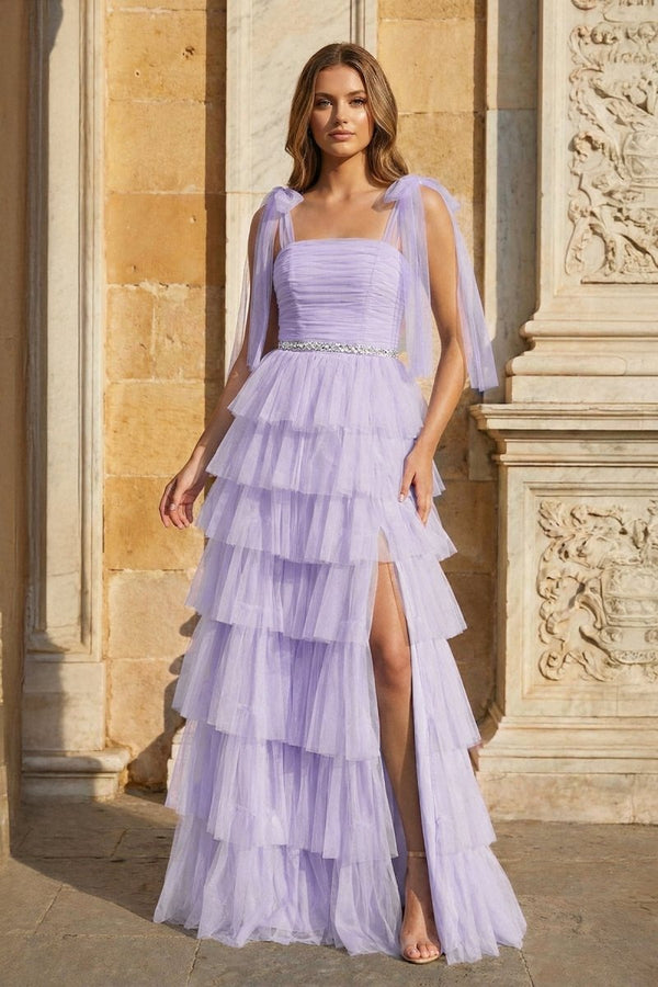 Light Blue Pleated Ruffle Prom Dress with Bow Tie Straps Sky Blue / 18 Light Blue Pleated Ruffle Prom Dress with Bow Tie Straps Sky Blue / 18