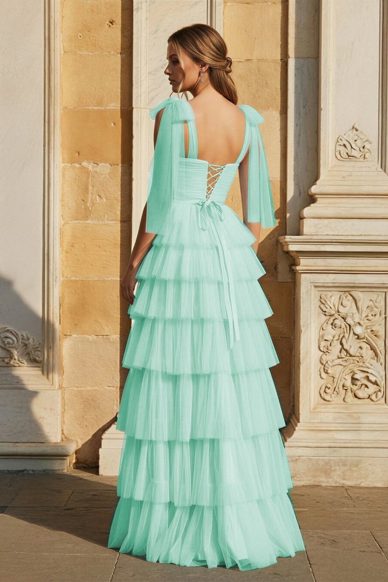 light blue ruffle dress Long Sleeve Spring Summer Fairycore Aesthetic Outfit Ruffle V-Neck Dress in Light